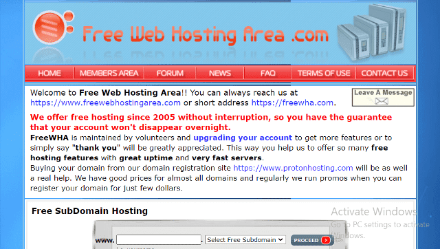 FreeWebHostingArea
